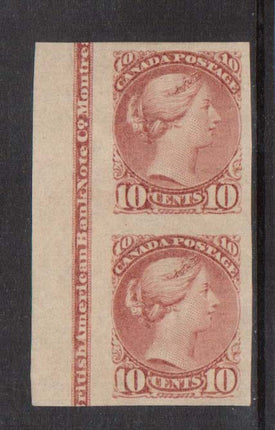 Canada #45i XF Mint Imprint Pair On Imperf Pair  **With Certificate**