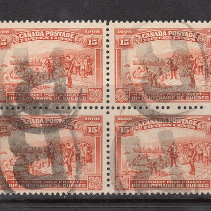 Canada #102 VF Used Block With Four Registered Cancels
