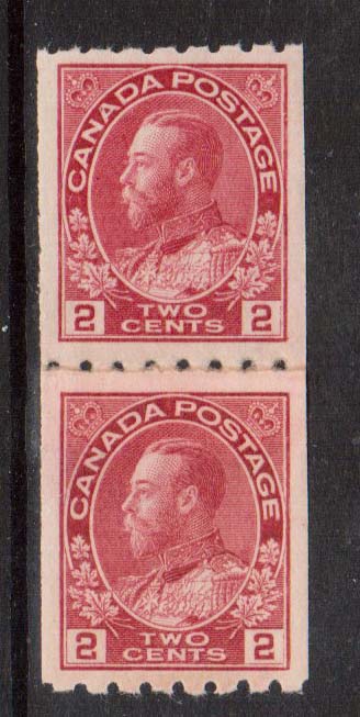 Canada #124i XF/NH Paste Up Pair **With Certificate**