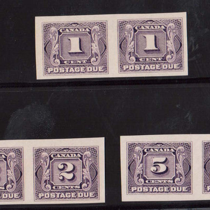 Canada #J1b #J2b #J4b XF Mint Imperf Pairs