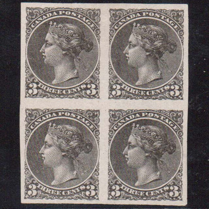 Canada #37e XF Essay Block Of Four In Grey Black