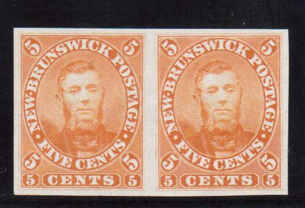 New Brunswick #5TC XF Proof Pair In Orange On India Paper