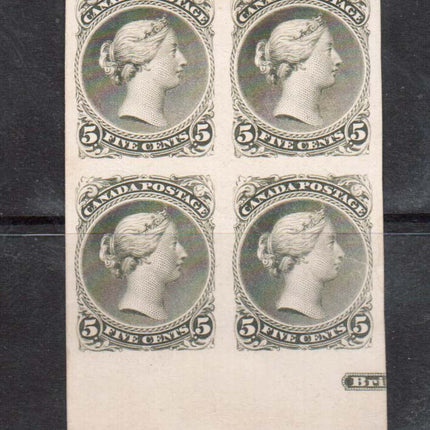 Canada #26P XF Proof Block In Color Of Issue Showing Part Imprint