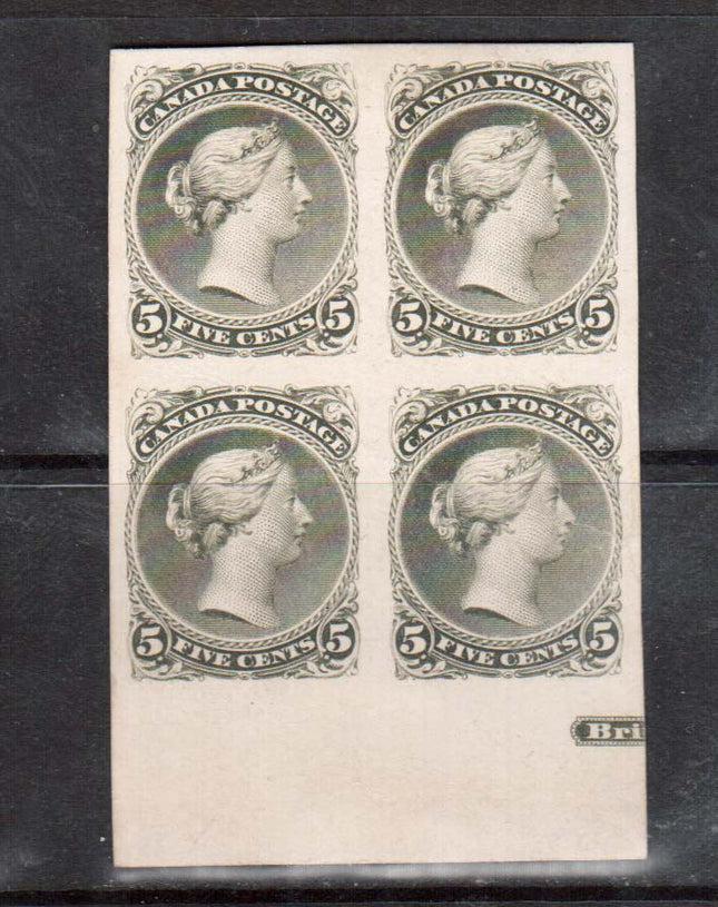 Canada #26P XF Proof Block In Color Of Issue Showing Part Imprint