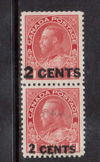 Canada #139v XF/NH Essay Surcharge Pair **With Certificate**