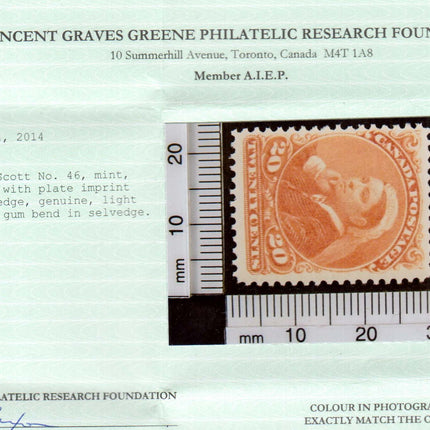 Canada #46 VF/NH With BABN Imprint **With Cert.**