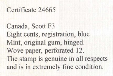 Canada #F3 XF Mint Gem **With Certificate**