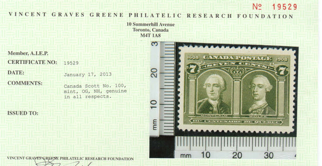 Canada #100 NH Mint truly Superb Gem  **With Certificate**