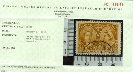 Canada #63 XF Used Huge Margin Gem  **With Certificate**
