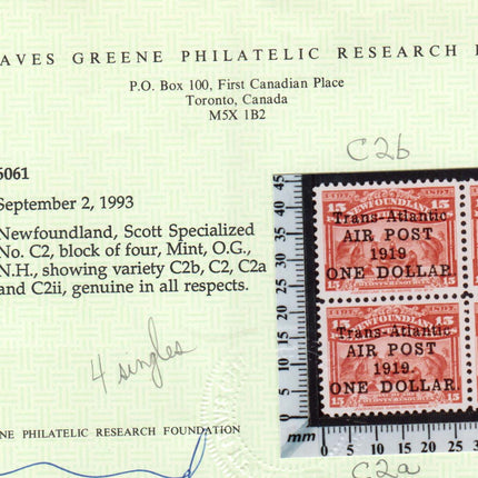 Newfoundland #C2ii XF/NH Small Comma Variety  **With Cert.**