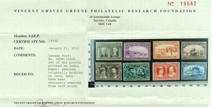 Canada #96DP - #103DP VF Unique Die Proof Set On India Paper  **With Cert.**