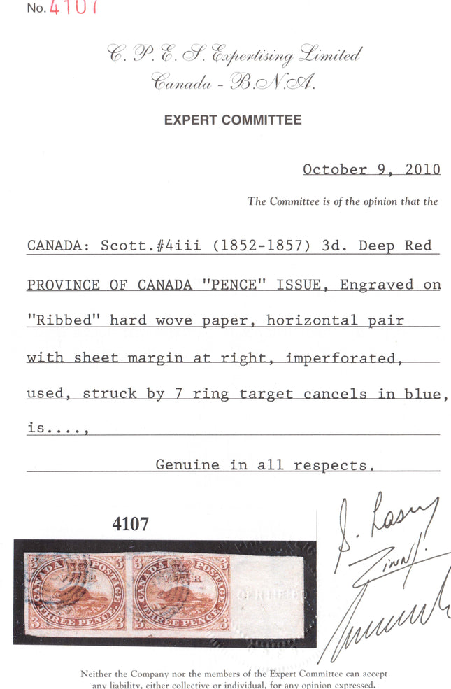 Canada #4iii VF Used Horizontal Pair **With Cert.**
