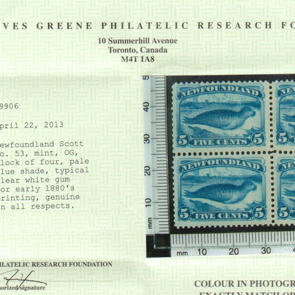 Newfoundland #53 VF Mint Block  **With Certificate**