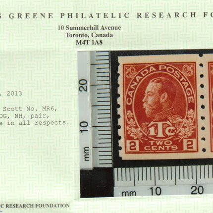 Canada #MR6 XF/NH Rare Coil Pair **With Certificate**