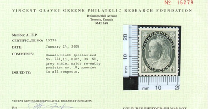 Canada #74ii XF/NH Major Reentry Pos 18 **With Cert.**