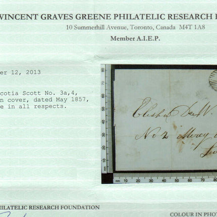 Nova Scotia #3a & #4 VF Used Bisect On Cover **With Certificate**