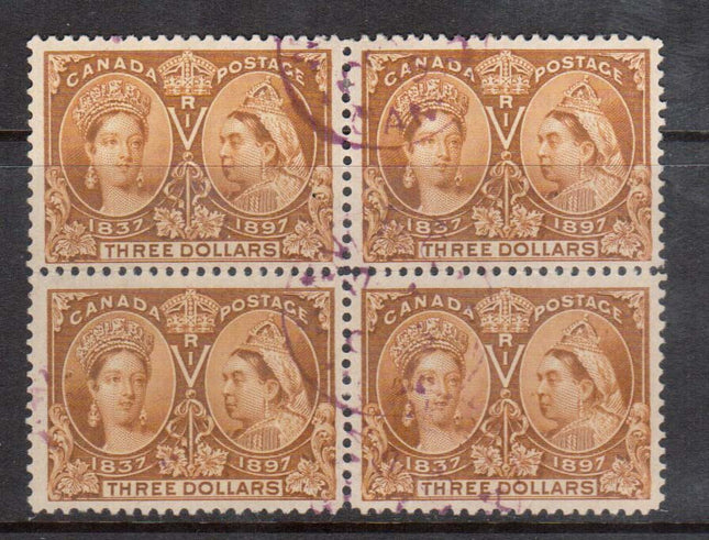 Canada #63 VF Used Block With Neat Magenta CDS Cancels