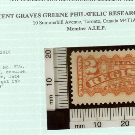 Canada #F1b VF+/NH With Printing Error In G Variety **With Cert.**