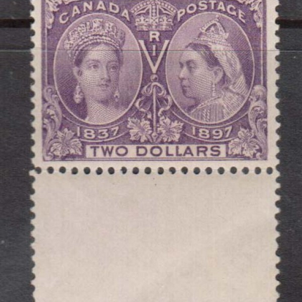 Canada #62 VF+/NH Bottom Margin Single **With Certificate**