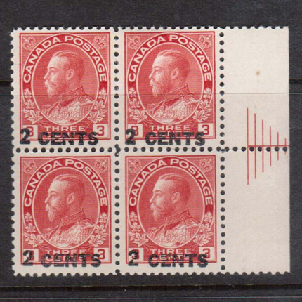 Canada #139iv VF/NH Pyramid Block **With Certificate**