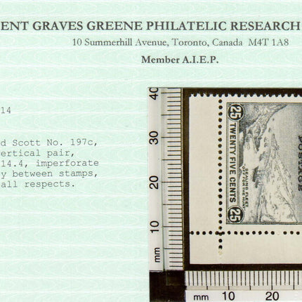 Newfoundland #197c XF Mint Imperf Pair **With Certificate**