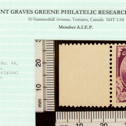 Canada #64 VF Used Sheet Margin Copy With Purple Magenta Cancel *Cert.*