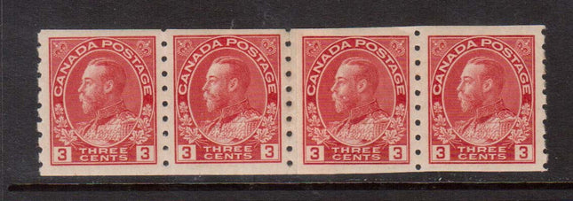 Canada #130iii XF Mint Paste Up Strip Of Four **With Cert.**