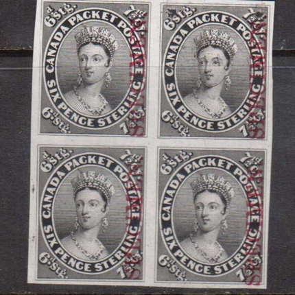 Canada #9TCi XF Proof Block On India Paper **With Certificate**