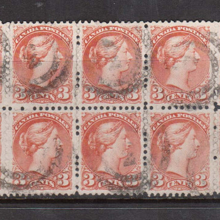 Canada #37iii VF Used Block Of Ten With 2 Ring 3 Cancels **With Cert.**