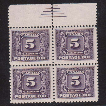 Canada #J4iii VF/NH Pyramid Guideline Block Of Four
