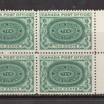 Canada #E1ii XF/NH No Shading In Value Tablet Block **With Cert.**