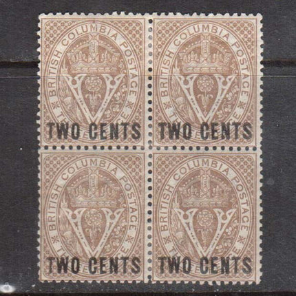 British Columbia #8 VF Mint Block **With Certificate**
