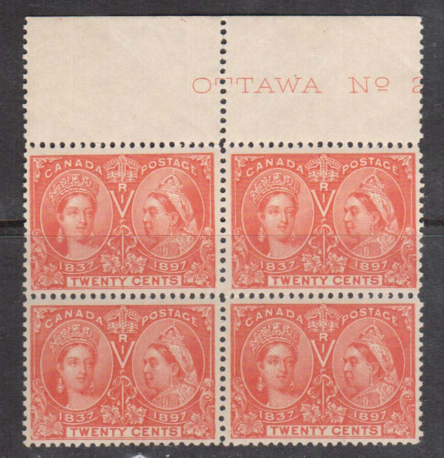 Canada #59 VF/NH Block With Ottawa Imprint **With Cert.**