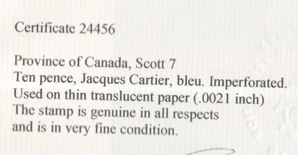 Canada #7 Used Superb Gem **With Certificate**