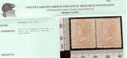 British Columbia #2 Mint Scarce Pair **With Certificate**