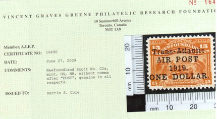 Newfoundland #C2a VF/NH **With Certificate**