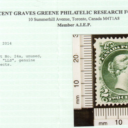 Canada #24a Mint Watermarked Showing "LLS" **With Certificate**