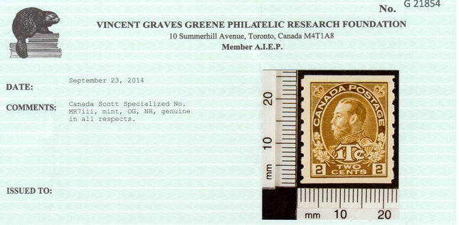 Canada #MR7iii NH Mint Superb Gem **With Certificate**