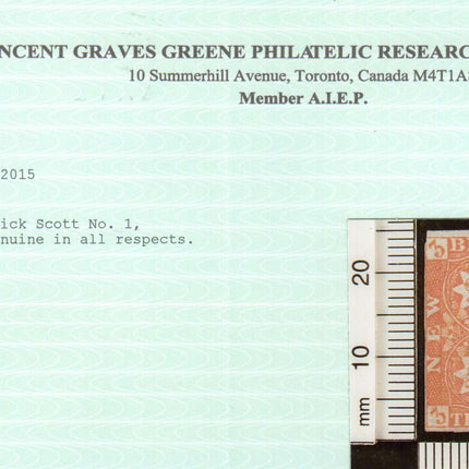 New Brunswick #1 Mint **With Certificate**