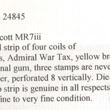 Canada #MR7iii Mint Coil Strip **With Certificate**