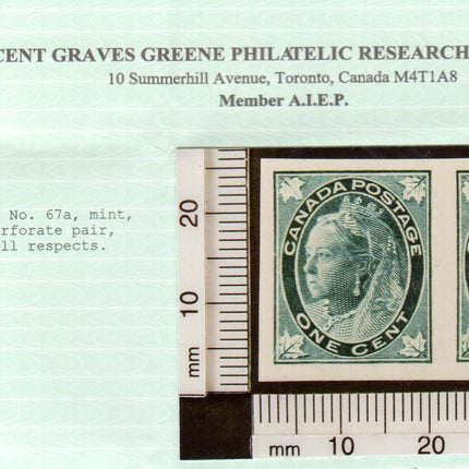 Canada #67a XF/NH Imperf Pair **With Certificate**