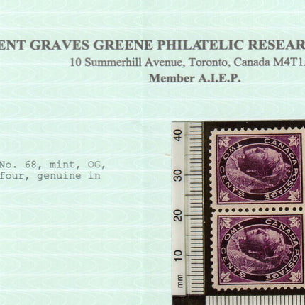 Canada #68 XF/NH Block **With Certificate**