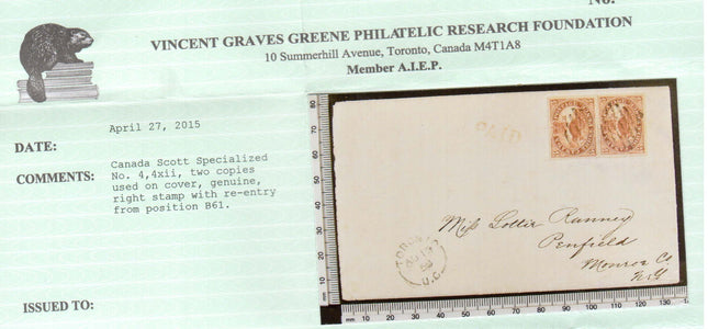 Canada #4xii #4 XF Used Pair On Cover **With Certificate**