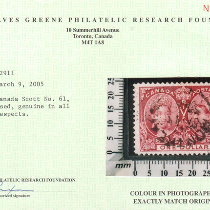 Canada #61 VF Used With Montreal CDS Cancel **With Certificate**