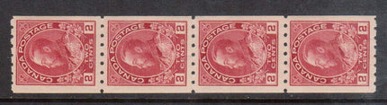 Canada #124 XF/NH Coil Strip Of Four **With Certificate**