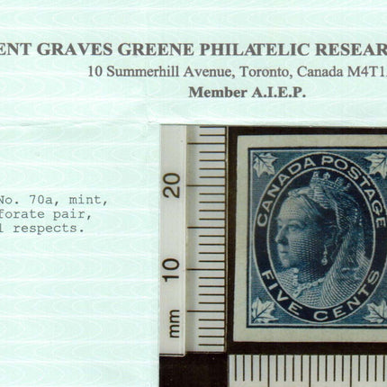 Canada #70a XF/NH Imperf Pair **With Certificate**