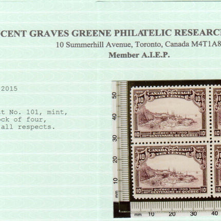 Canada #101 VF/NH Block **With Certificate**