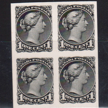 Canada #35P(TC) XF Proof Block In Black India Paper On Card