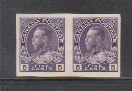 Canada #112b XF Mint Imperf Pair **With Certificate**