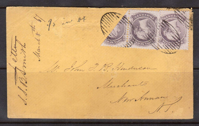 Nova Scotia #9b VF Cover Bisect On Cover From Halifax **With Cert.**